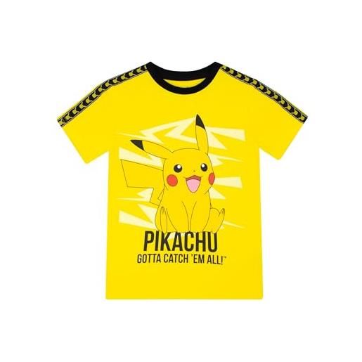 Pokemon maglietta bambino | maglietta in cotone pikachu t shirt ragazzo | magliette a maniche corte per ragazzi | giallo | 9-10 anni