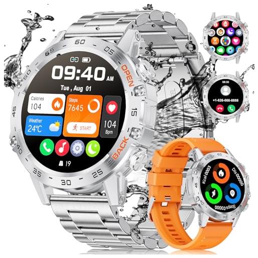 LIGE smartwatch uomo chiamata bluetooth con effettua/risposta chiamate, 1,39 orologio smartwatch militare con 2 cinturini, 123 modalità sportive, smartwatch con spo2/cardiofrequenzimetro per android ios