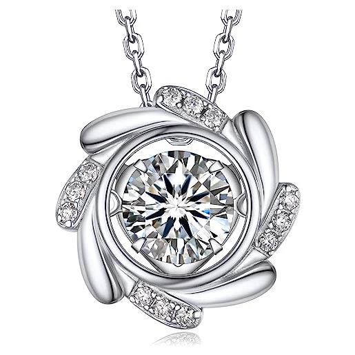 MomentWish collana mulino a vento, 1 carato moissanite diamanti ciondolo collana donna argento 925 con certificato gra gioielli regalo per donne mama