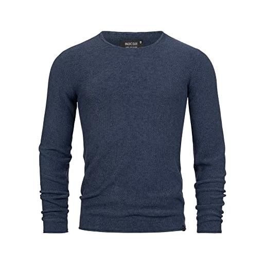 Indicode uomini loakim knit sweater | maglione classico a maglia melange con scollo rotondo charcoal mix m