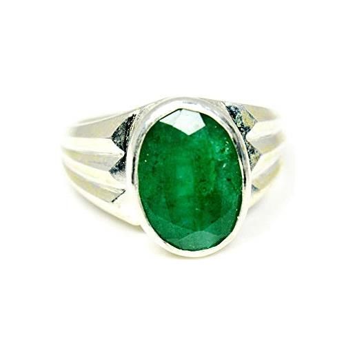 Jewelryonclick 4.5 ct smeraldo pietra naturale vero argento sterling 925 per donna?Mark anello taglia j?Z e argento, 70 (22.3), colore: verde, cod. 45wjcemd58_z