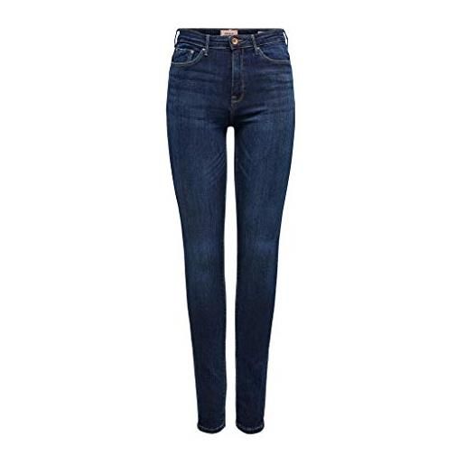 Only onlpaola hw skinny fit jeans, dark blue denim, xl / 34l donna