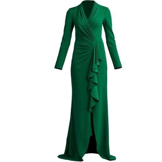 Tadashi Shoji abito da sera con maniche lunghe drappeggiato - verde