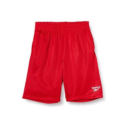 Reebok pantalon corto big poly dbl mesh, pantaloncini bambina, rosso vero, m