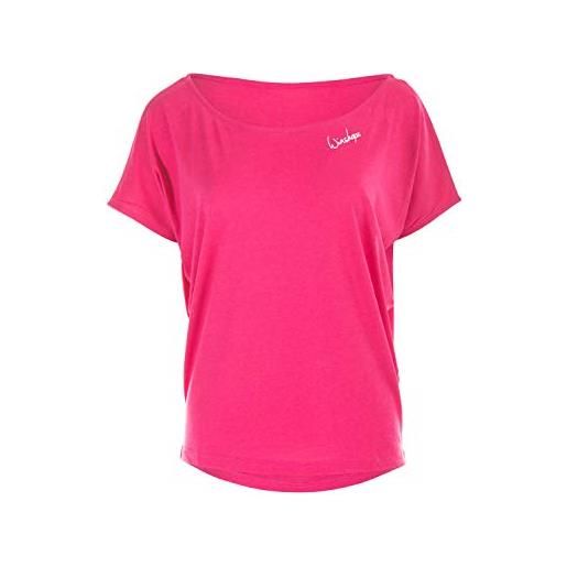 WINSHAPE maglia da donna ultra leggera, alla moda, a maniche corte, mct002, stile danza, fitness, tempo libero, sport, yoga, allenamento, maglietta, deep-rosa, l