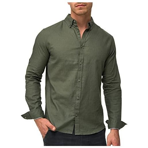 Indicode uomini brayden shirt | camicia a righe con collo button-down beetle - solid s