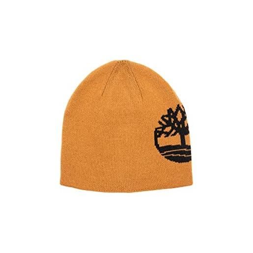 Timberland berretto reversibile con logo in jacquard cappello invernale, grano/nero, taglia unica uomo