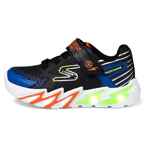 Skechers flex-glow bolt, scarpe sportive bambini e ragazzi, black synthetic textile blue lime ora, 27.5 eu