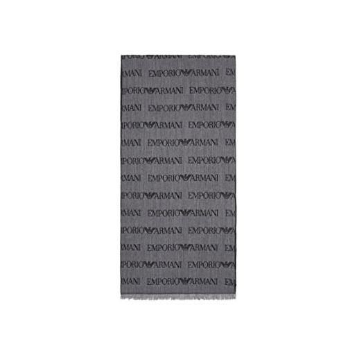 Emporio Armani sciarpa lettering jacquard all over - 625060 cc786 00041 grey - cm. 185 x 43 orlo sfrangiato