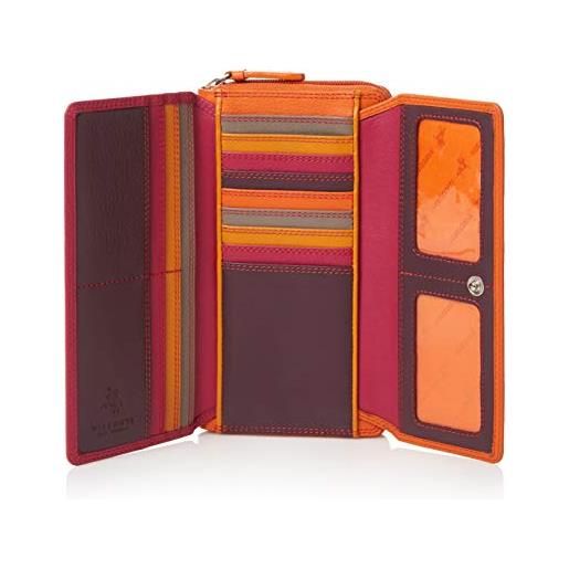 VISCONTI portafoglio di pelle da donna a piegatura doppia rainbow multicolore xl purse (rb78) - (arancione/orange)