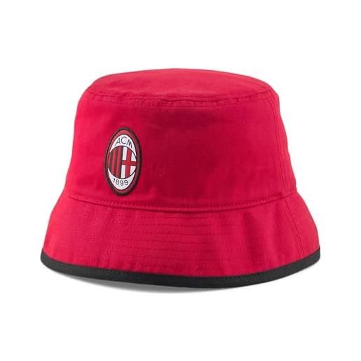 AC Milan cappello a secchiello t7, uomo, black-tango red, taglia unica