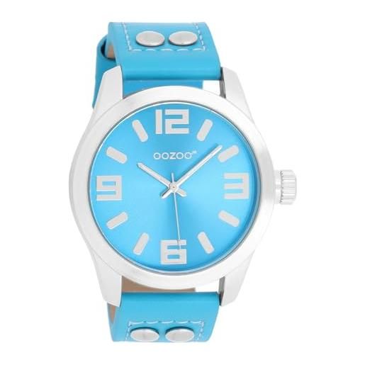 Oozoo orologio da polso junior basic neon line con cinturino in pelle, 40 mm, blu neon, jr320, jr320 - neon blue