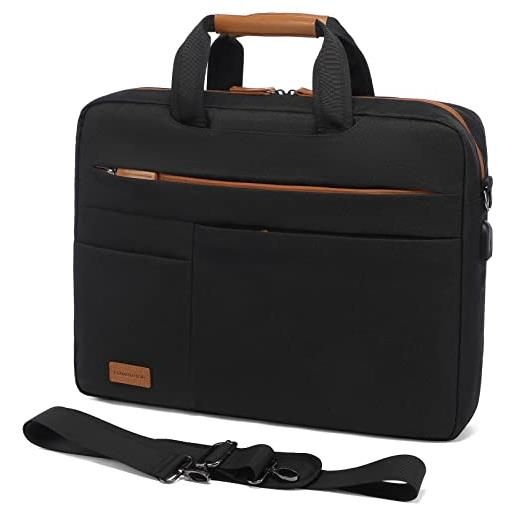 LOVEVOOK borsa per laptop 17 pollici borsa per laptop impermeabile da uomo borsa per notebook valigetta per affari/viaggi/lavoro, nero