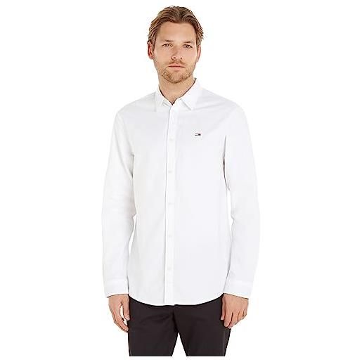 Tommy Hilfiger tommy jeans camicia uomo classic oxford shirt maniche lunghe, bianco (white), m