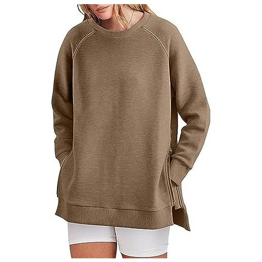 Parkourer pullover da donna con zip laterale e girocollo maniche lunghe pullover fitness sports hoodie oversize tops