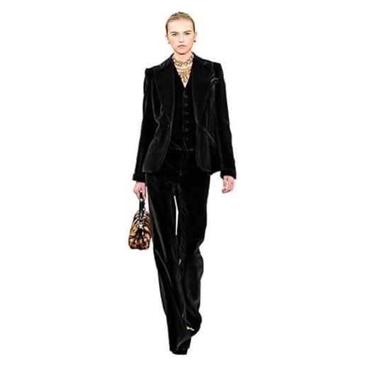 Leader of the Beauty abito da donna in velluto 2 pezzi business suit office lady blazer & pantaloni per festa di nozze, borgogna, m