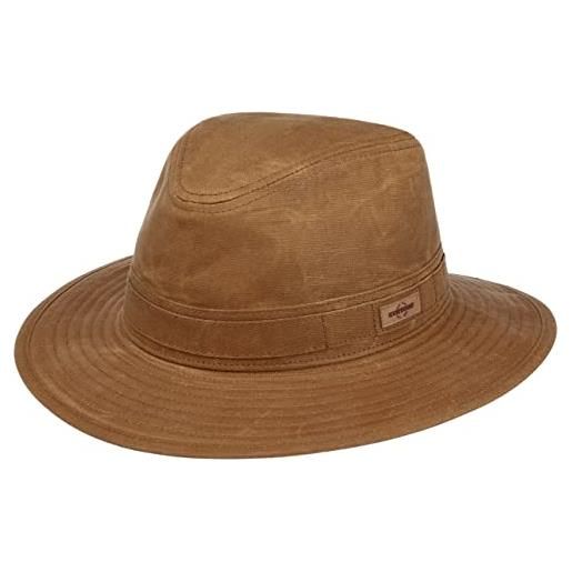 Stetson cappello in cotone vintage wax donna/uomo - da pioggia traveller outdoor con fodera estate/inverno - l (58-59 cm) marrone