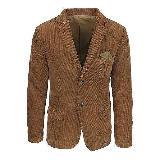 Evoga giacca uomo invernale velluto a coste elegante casual due bottoni (3xl, beige cammello)