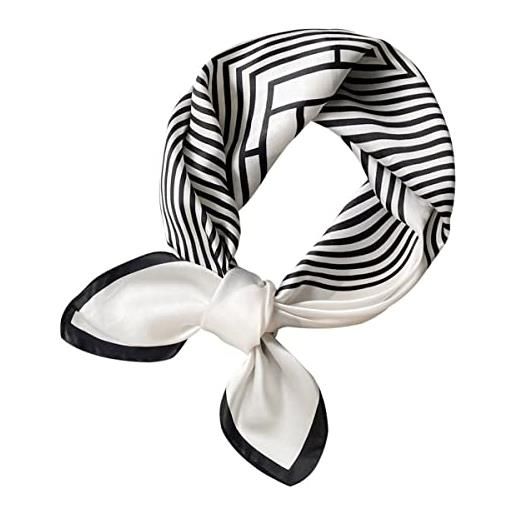 ACMEDE sciarpe di seta donna classica a righe geometrico colorate paisley grande foulard quadrata stampata catena fazzoletto da collo fascia per capelli decorazione copricapo moda sciarpe