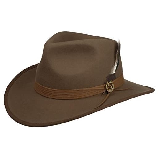 Stetson cappello in lana dennysville western donna/uomo - da cowboy di feltro con fascia pelle estate/inverno - m (56-57 cm) marrone