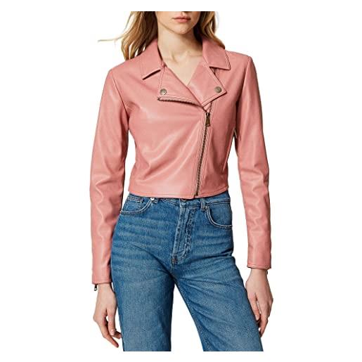 Twinset Milano giacca chiodo twinset da donna effetto pelle colore dark rose modello 231tp262a 00765 rosa dark rose