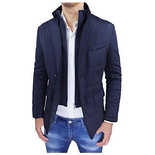 Mat Sartoriale giubbotto giacca uomo invernale blu scuro elegante giaccone piumino sartoriale (xxl)
