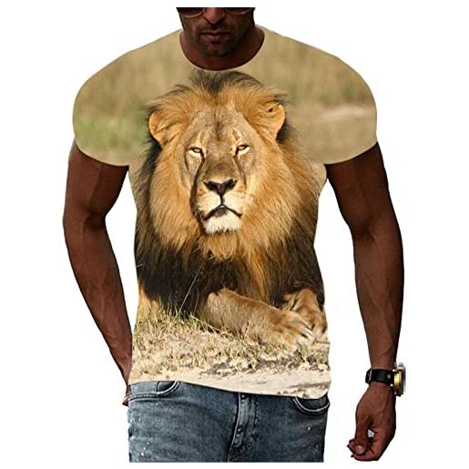 UIOKLMJH t-shirt grafica leone di modo estivo per gli uomini 3d animal pattern print t-shirts, 16600, m