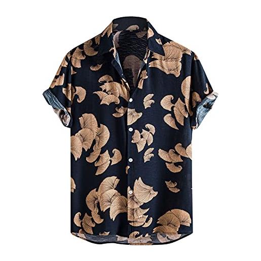 Xmiral camicetta t-shirt camicia uomo estate moda casual stampata camicia t-shirt manica corta top camicetta (s, 3nero)