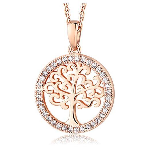 Mega creative jewelry collana da donna albero della vita ciondolo gioielli in argento 925 con cristalli idee regalo donna originale per lei mamma moglie fidanzata compleanno anniversario