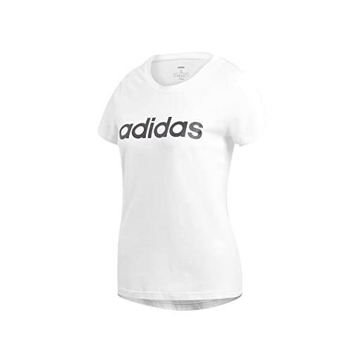 adidas essentials linear tee, maglietta donna, bianco (white/black), xs