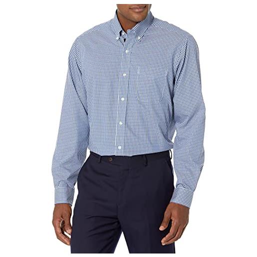 Buttoned Down camicia vestito a righe no-stiro in cotone supima con vestibilità classica uomo, blu bianco percalle, 46 collo / 86 manica