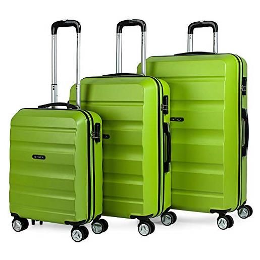 ITACA - set valigie - set valigie rigide offerte. Valigia grande rigida, valigia media rigida e bagaglio a mano. Set di valigie con lucchetto combinazione tsa t71600, pistacchio