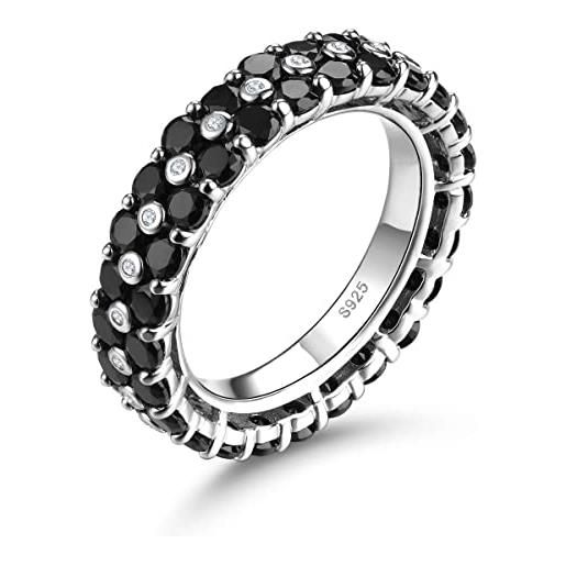 LP LOHASPIE anelli di promessa per le donne che montano la pietra preziosa naturale del taglio rotondo della dell'argento sterlina 925 solido dell'anello di zirconi (spinello nero, taglia usa 8)