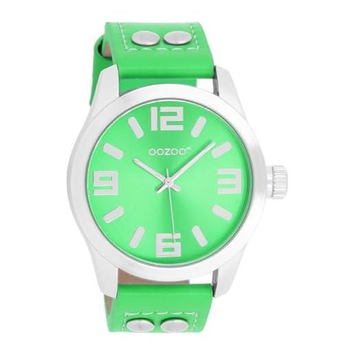 Oozoo orologio da polso junior basic neon line con cinturino in pelle, 40 mm, verde fluo, verde fluo jr319, jr319 - verde fluo