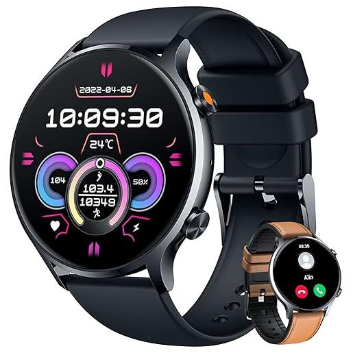 TAOPON orologio smartwatch uomo sport con chiamata: orologi smart watch bluetooth 5.2 compatibile android e ios 1.42 rotondo touch schermo contapassi misuratori di pressione sanguigna ip67 impermeabile
