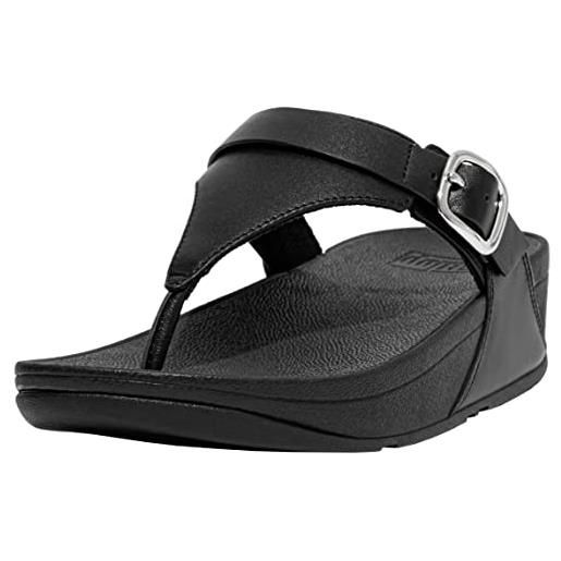 Fitflop lulu adjustable leather toe-post sandals, ciabatte donna, tutto nero, 38 eu
