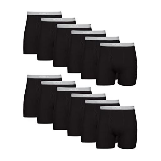 Hanes tagless cool dri boxer briefs with comfort. Flex waistband-multiple packs available corti, 12 pezzi - nero, xl uomo