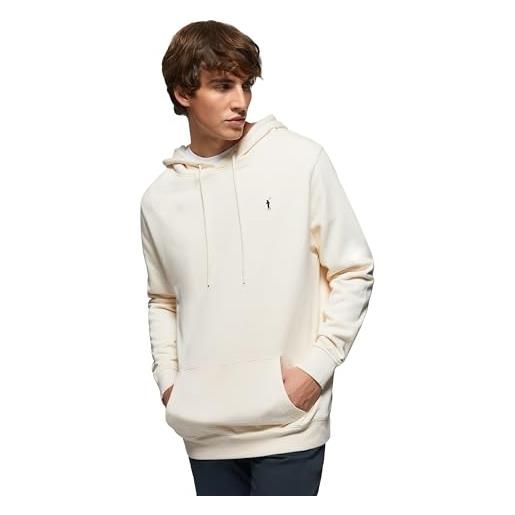Polo Club felpa uomo con cappuccio e tasche ocra a girocollo - sweatshirt crewneck hoodie 100% cotone