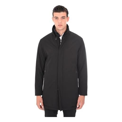 Ciabalù giaccone invernale uomo elegante slim fit cappotto in tessuto tecnico impermeabile (4xl, nero)