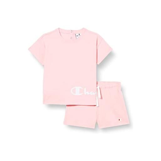 Champion legacy american classics-logo t-shirt & shorts completo, rosa confetto, 9 mesi bimba