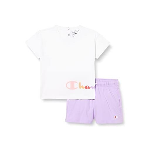 Champion legacy american classics-logo t-shirt & shorts completo, rosa confetto, 9 mesi bimba
