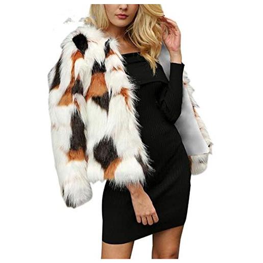 LJHH pelliccia ecologica donna cappotto corto di pelliccia sintetica giacca di pellicce ecologiche a maniche lunghe giubbotto donna invernale gilet in pelliccia giacche donna eleganti giubbino donna