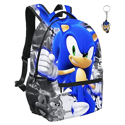 AII Lover sonic hedgehogs knuckles coda zaino con portachiavi, 16 stampa 3d cartoon travel backpack teen laptop sonic bag. , d