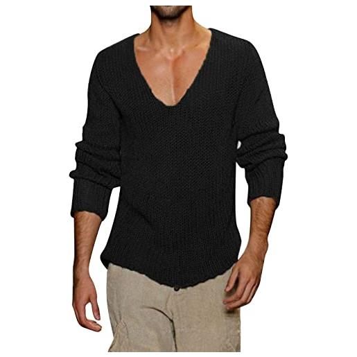 Generic 2023 nuovo stile sommer - mens moda casual maglia lana scollo a v manica lunga maglione giacca swing cappotti per uomo, verde, xl
