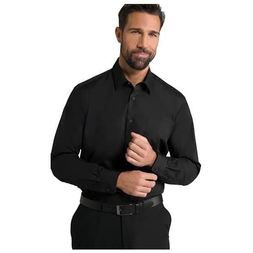 JP 1880 camicia, business, non stirare, collo kent, maniche lunghe, vestibilità comoda, fino a 8xl, nero, 3xl uomo