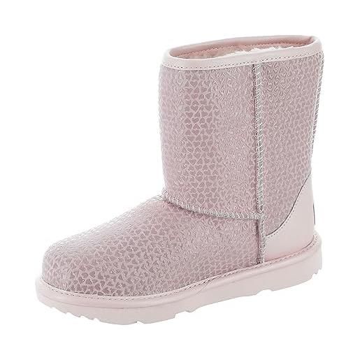 UGG classic ii gel hearts, stivale classico unisex - bambini e ragazzi, argento, 25 eu