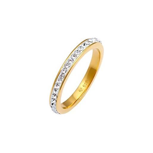 Elli anelli elegante anello a fascia in argento sterling 925 dorato con cristalli per donna