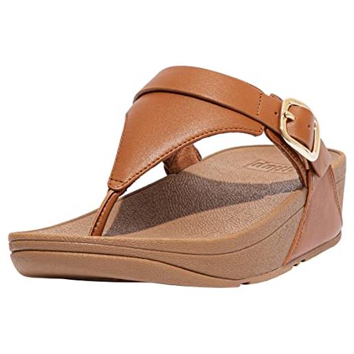 Fitflop lulu adjustable leather toe-post sandals, ciabatte donna, marrone chiaro, 40 eu
