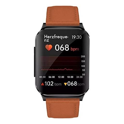 Knauermann pro 2 plus (2023) nero - orologio salute smartwatch - sensori osram - cestino toracico ecg + funzione hrv - bt bluetooth - apnea notturna - pressione sanguigna - cinturino in fibra di pelle