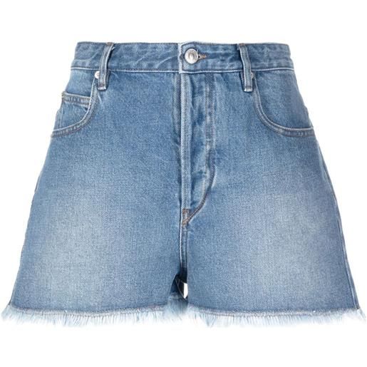 MARANT ÉTOILE shorts denim con bordo sfilacciato - blu